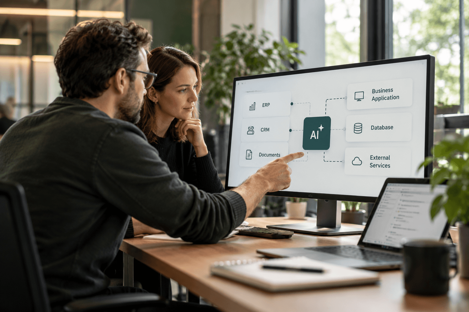 Two developers discuss integrating AI into existing ERP, CRM, and business systems